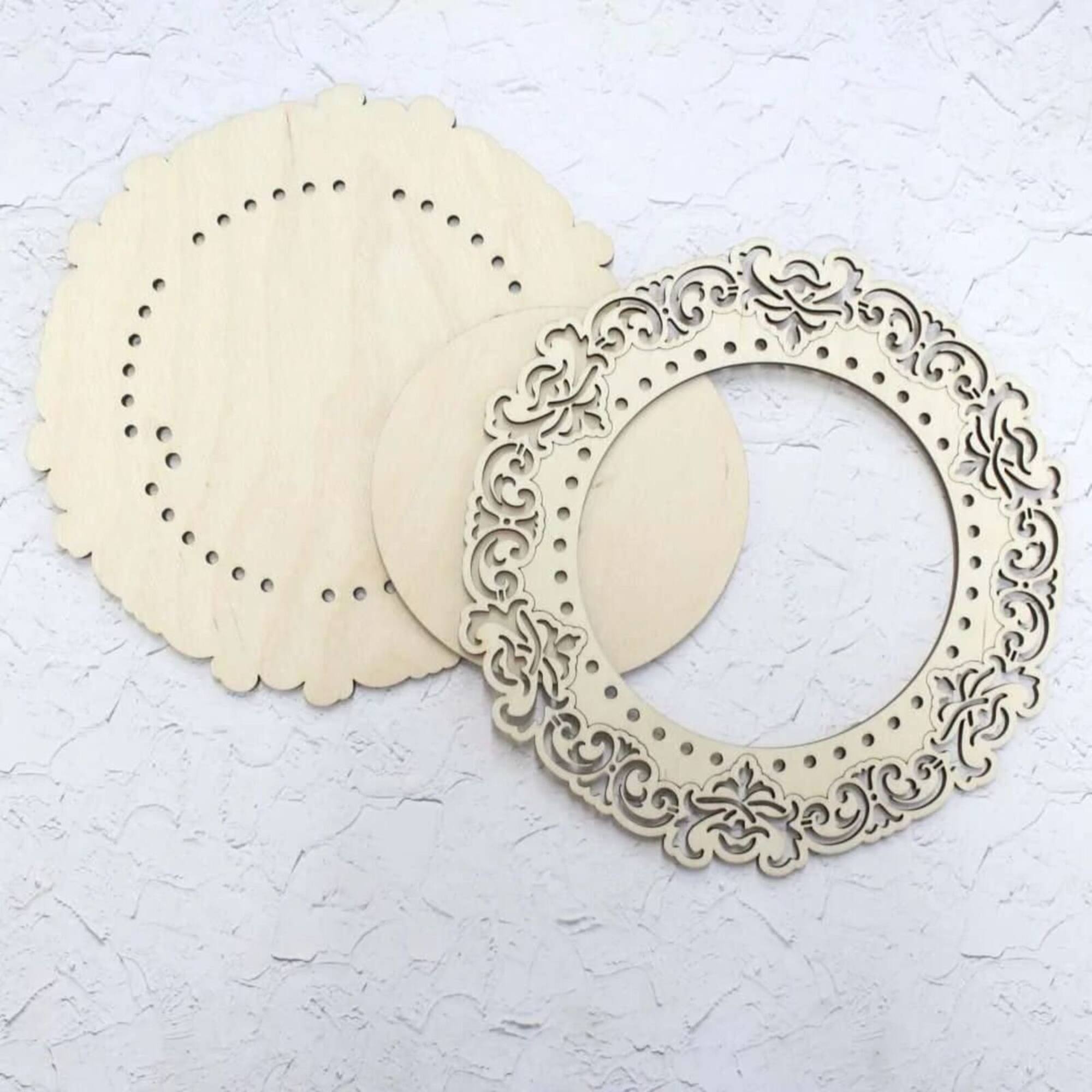 MP Studia OP-032 Round Openwork Frame Plywood Thread Organizer